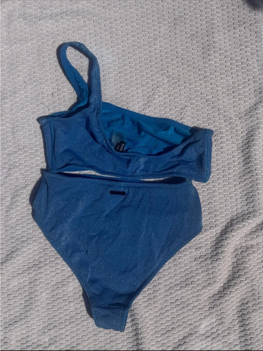 triangl swimwear Sparkle Bandeau Bikini Set in Shimmering Blue